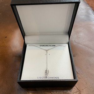 Women's Sterling Silver 20" Necklace w/ 1/10 CTTW Diamond Leaf Pendant